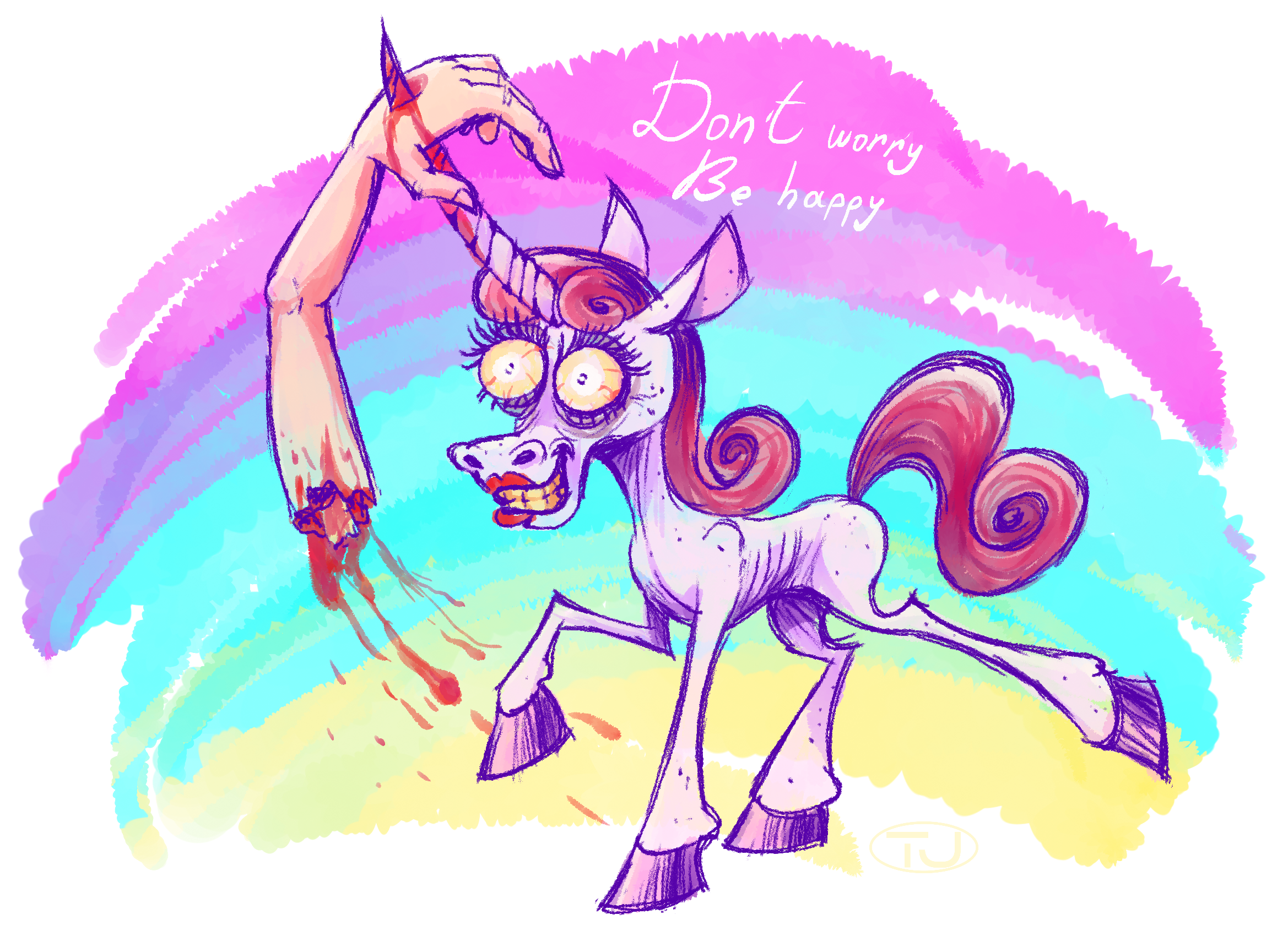 mypaint unicorn with human arm on its horn